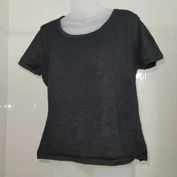 Vintage black shirt  with subtle silver threads Large - Picture 2 of 8